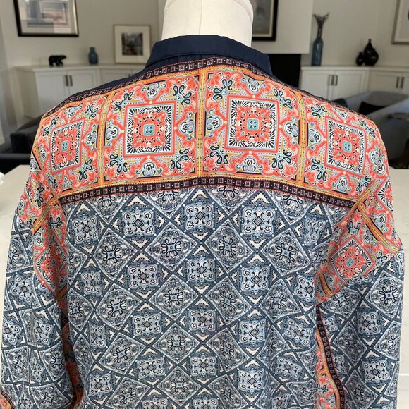 Zara Basic Collection Drop Shoulder Oversized Tunic Top Blue Wht Org Sz S NWT - Picture 7 of 12